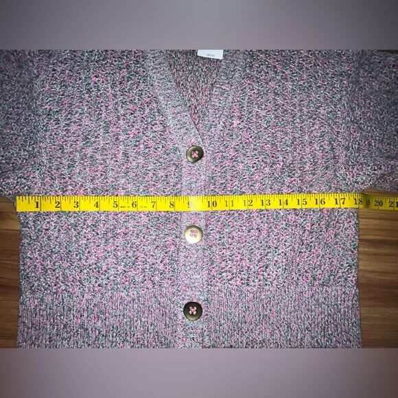 J. Jill Rosepetalm long sleeve button up cardigan chunky Boho Pink green size s - Picture 5 of 7